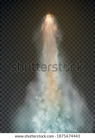 Space rocket bomb Smoke isolated on transparent background. Vector illustration