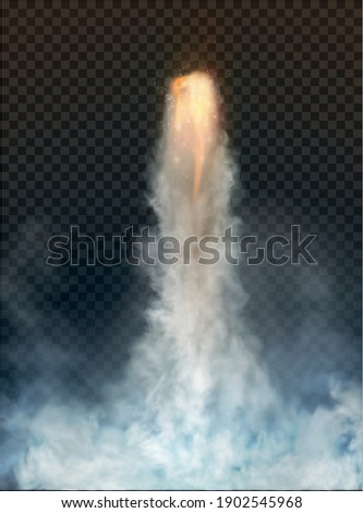 Space rocket bomb Smoke isolated on transparent background. Vector illustration