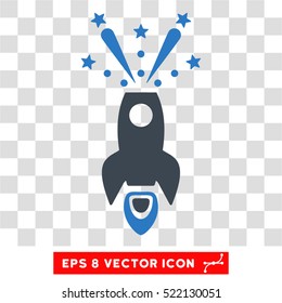 Space Rocket Boom EPS vector pictogram. Illustration style is flat iconic bicolor smooth blue symbol on white background.