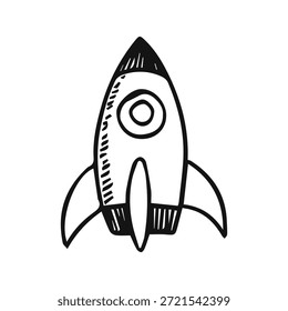 Space rocket cartoon sketch on a white background