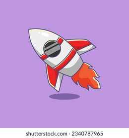 Space rocket cartoon style icon illustration