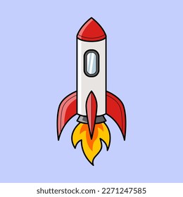 Space rocket with cartoon style. Space mission vector illustration
