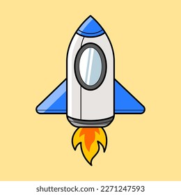 Space rocket with cartoon style. Space mission vector illustration