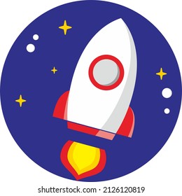 Space rocket cartoon vector icon. Suitable for various printing and digital purposes.