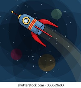Space rocket, cartoon vector illustration