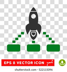 Space Rocket Collaboration EPS vector icon. Illustration style is flat iconic bicolor green and gray symbol on white background.