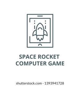 Space rocket computer game vector line icon, linear concept, outline sign, symbol