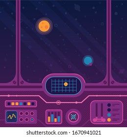 Space rocket control panel. Flat vector geometrical illustration 
