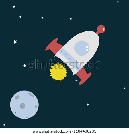 Space rocket in dark cosmos. Simple flat design. Stock photo © 