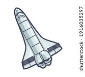 Space Rocket Doodle Illustration Icon. Vector Design Spacecraft Exploration Astrounaut Vehicle Art.