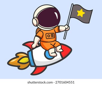 Cohete espacial emoji Vector símbolo de la nave ilustración con astronauta