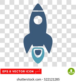 Space Rocket EPS vector pictograph. Illustration style is flat iconic bicolor cyan and blue symbol on white background.