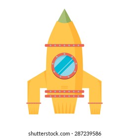 Space rocket, flat design colored vector illustration