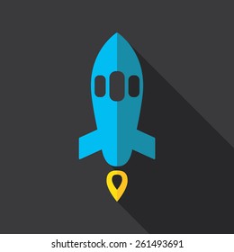 Space rocket, flat icon design, web element