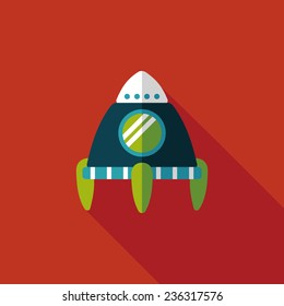 Space rocket flat icon with long shadow,eps10