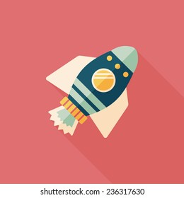 Space rocket flat icon with long shadow,eps10