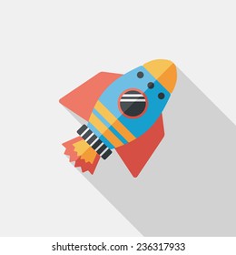 Space rocket flat icon with long shadow,eps10