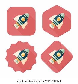 Space rocket flat icon with long shadow,eps10