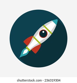 Space rocket flat icon with long shadow,eps10
