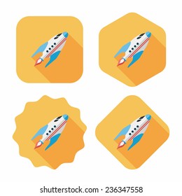 Space rocket flat icon with long shadow,eps10