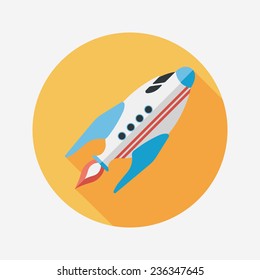 Space rocket flat icon with long shadow,eps10