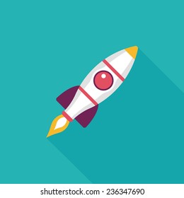Space rocket flat icon with long shadow,eps10