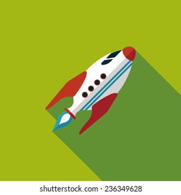 Space rocket flat icon with long shadow,eps10