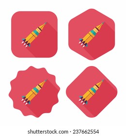 Space rocket flat icon with long shadow,eps10