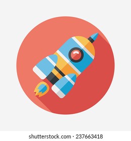 Space rocket flat icon with long shadow,eps10