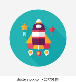 Space rocket flat icon with long shadow,eps10