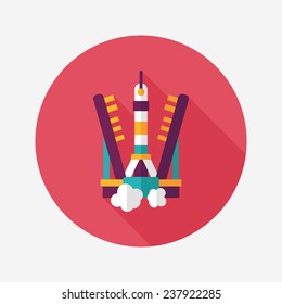 Space rocket flat icon with long shadow,eps10