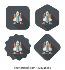 Space rocket flat icon with long shadow,eps10