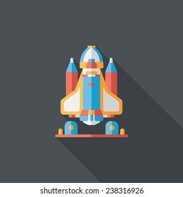Space rocket flat icon with long shadow,eps10