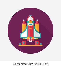 Space rocket flat icon with long shadow,eps10