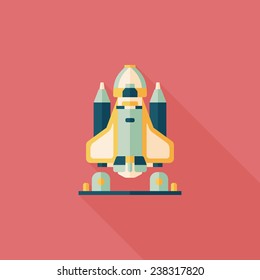 Space rocket flat icon with long shadow,eps10