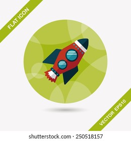 Space rocket flat icon with long shadow,eps10