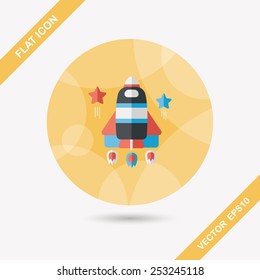 Space rocket flat icon with long shadow,eps10