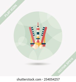 Space rocket flat icon with long shadow,eps10