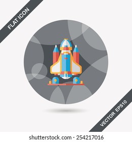 Space rocket flat icon with long shadow,eps10