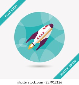 Space rocket flat icon with long shadow,eps10