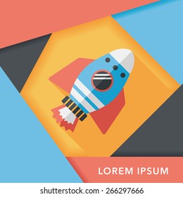 Space rocket flat icon with long shadow,eps10