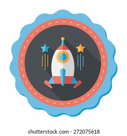 Space rocket flat icon with long shadow,eps10