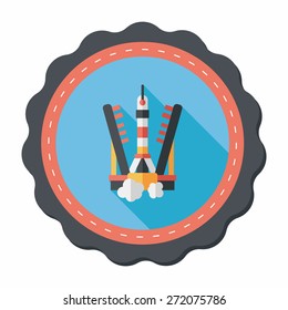 Space rocket flat icon with long shadow,eps10