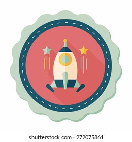 Space rocket flat icon with long shadow,eps10