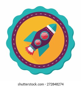 Space rocket flat icon with long shadow,eps10