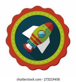 Space rocket flat icon with long shadow,eps10
