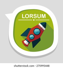 Space rocket flat icon with long shadow,eps10