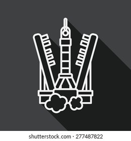 Space rocket flat icon with long shadow, line icon