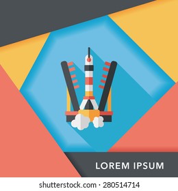 Space rocket flat icon with long shadow,eps10