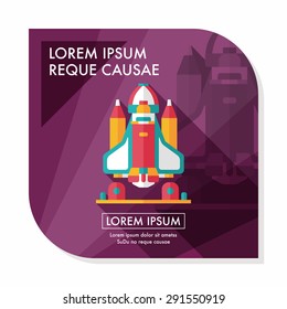 Space rocket flat icon with long shadow,eps10